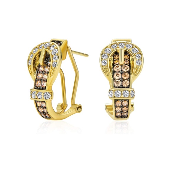 14k Chocolate Champagne and Vanilla Diamonds Earrings - Picture 2 of 10